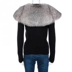 Alexander McQueen Black Wool Knit Fur Collared Sweater S