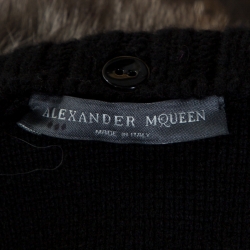 Alexander McQueen Black Wool Knit Fur Collared Sweater S