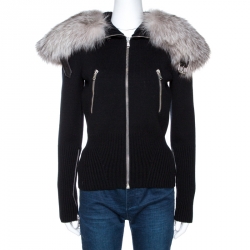 Alexander McQueen Black Wool Knit Fur Collared Sweater S