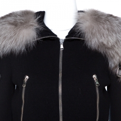Alexander McQueen Black Wool Knit Fur Collared Sweater S