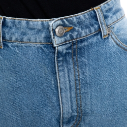 Pre Owned Alexander McQueen Blue Light Washed Denim Flared Skirt M 