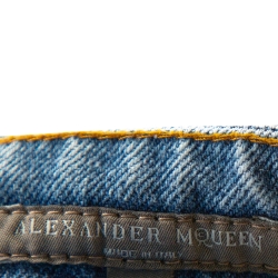 Pre Owned Alexander McQueen Blue Light Washed Denim Flared Skirt M 