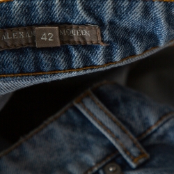 Pre Owned Alexander McQueen Blue Light Washed Denim Flared Skirt M 