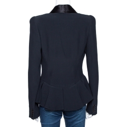Pre Owned Alexander McQueen Black Crepe Peplum Jacket M