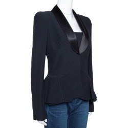 Pre Owned Alexander McQueen Black Crepe Peplum Jacket M