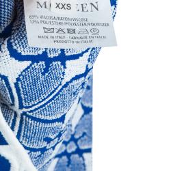 Pre Owned Alexander McQueen Blue Embossed Floral Jacquard Pattern Knit Dress XXS
