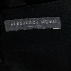 Pre Owned Alexander McQueen Black Crepe Sheer Sleeve Wide Leg Jumpsuit M