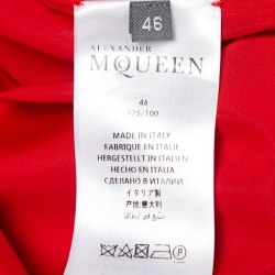Pre Owned Alexander McQueen Red Jersey Embellished Long Sleeve V-Neck Gown L