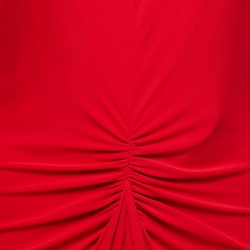 Pre Owned Alexander McQueen Red Jersey Embellished Long Sleeve V-Neck Gown L