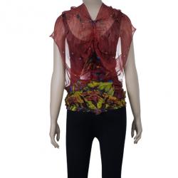 مملوكة مسبقًا Alexander McQueen Multicolour Printed Silk Top S