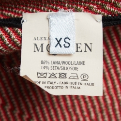 Pre Owned Alexander McQueen Black/Red Floral Intarsia Knit Fit & Flare Mini Dress XS