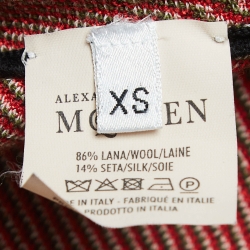 Pre Owned Alexander McQueen Black/Red Floral Intarsia Knit Fit & Flare Mini Dress XS