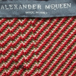 Pre Owned Alexander McQueen Black/Red Floral Intarsia Knit Fit & Flare Mini Dress XS