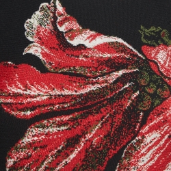 Pre Owned Alexander McQueen Black/Red Floral Intarsia Knit Fit & Flare Mini Dress XS