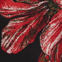 Pre Owned Alexander McQueen Black/Red Floral Intarsia Knit Fit & Flare Mini Dress XS