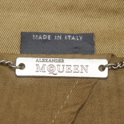 Pre Owned Alexander McQueen Olive Green Cotton Peplum Blazer S