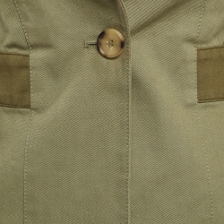 Pre Owned Alexander McQueen Olive Green Cotton Peplum Blazer S