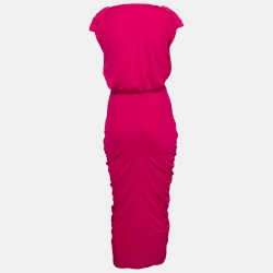 Pre Owned Alexander McQueen Pink Jersey Midi Dress S
