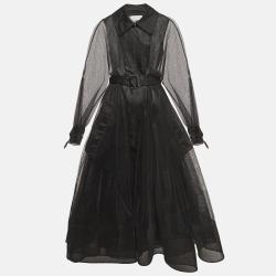Pre Owned Alexander McQueen Black Tulle Trench Coat S