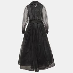 Pre Owned Alexander McQueen Black Tulle Trench Coat S