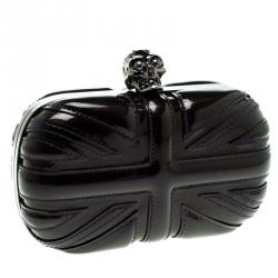 Pre Owned Alexander Mcqueen Purple Patent Leather Skull Box Clutch