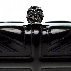 Pre Owned Alexander Mcqueen Purple Patent Leather Skull Box Clutch