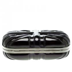 Pre Owned Alexander Mcqueen Purple Patent Leather Skull Box Clutch