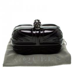 Pre Owned Alexander Mcqueen Purple Patent Leather Skull Box Clutch