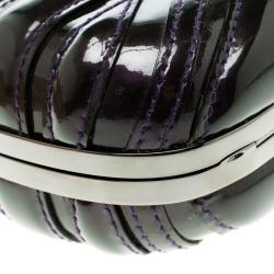 Pre Owned Alexander Mcqueen Purple Patent Leather Skull Box Clutch