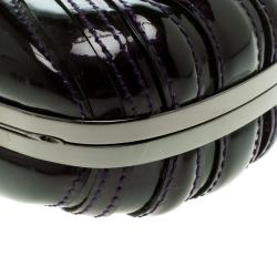 Pre Owned Alexander Mcqueen Purple Patent Leather Skull Box Clutch