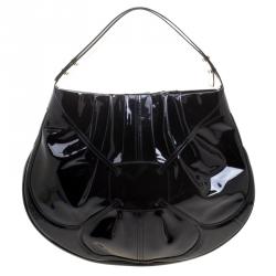 Pre Owned Alexander McQueen Black Patent Leather Clover Hobo