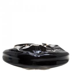 Pre Owned Alexander McQueen Black Patent Leather Clover Hobo