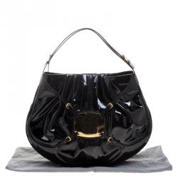 Pre Owned Alexander McQueen Black Patent Leather Clover Hobo