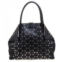 Alexander McQueen Black Leather Triangle Studded De Manta Tote