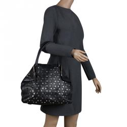 Alexander McQueen Black Leather Triangle Studded De Manta Tote