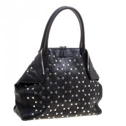 Alexander McQueen Black Leather Triangle Studded De Manta Tote