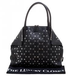 Alexander McQueen Black Leather Triangle Studded De Manta Tote