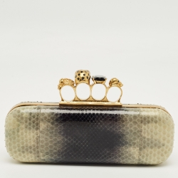 مملوكة مسبقًا حقيبة كلتش ألكسندر ماكوين ناب كناكل بايثون بيج/كحلي