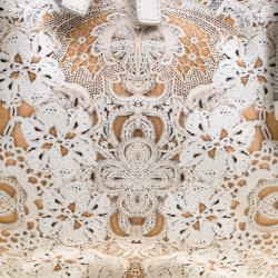 Pre Owned Alexander McQueen White Printed Satin Medium De Manta Clutch