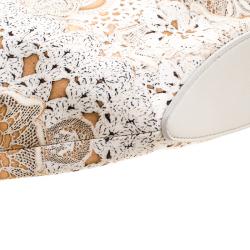 Pre Owned Alexander McQueen White Printed Satin Medium De Manta Clutch