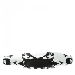 Pre Owned Alexander McQueen White/Black Printed Satin Medium De Manta Clutch