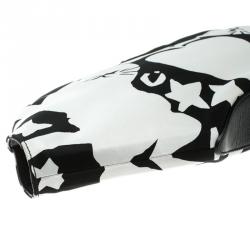 Pre Owned Alexander McQueen White/Black Printed Satin Medium De Manta Clutch