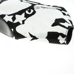Pre Owned Alexander McQueen White/Black Printed Satin Medium De Manta Clutch