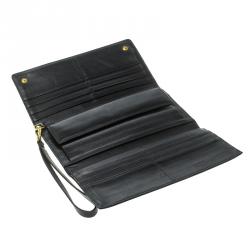 Alexander McQueen Black Leather Trifold Continental Wallet