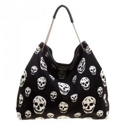 Alexander McQueen Black Skull Print Canvas Tote