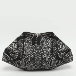 مملوكة مسبقًا Alexander McQueen De Manta Black/White Printed Satin Clutch
