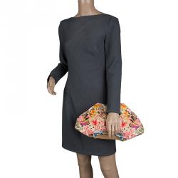 Pre Owned Alexander McQueen Multicolor Floral Print Satin Medium De Manta Clutch