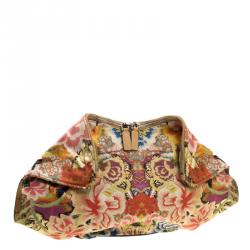 Pre Owned Alexander McQueen Multicolor Floral Print Satin Medium De Manta Clutch