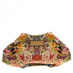 Pre Owned Alexander McQueen Multicolor Floral Print Satin Medium De Manta Clutch