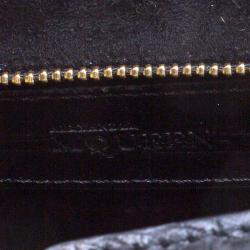 Pre Owned Alexander McQueen Black Croc Embossed Leather Box Shoulder Bag